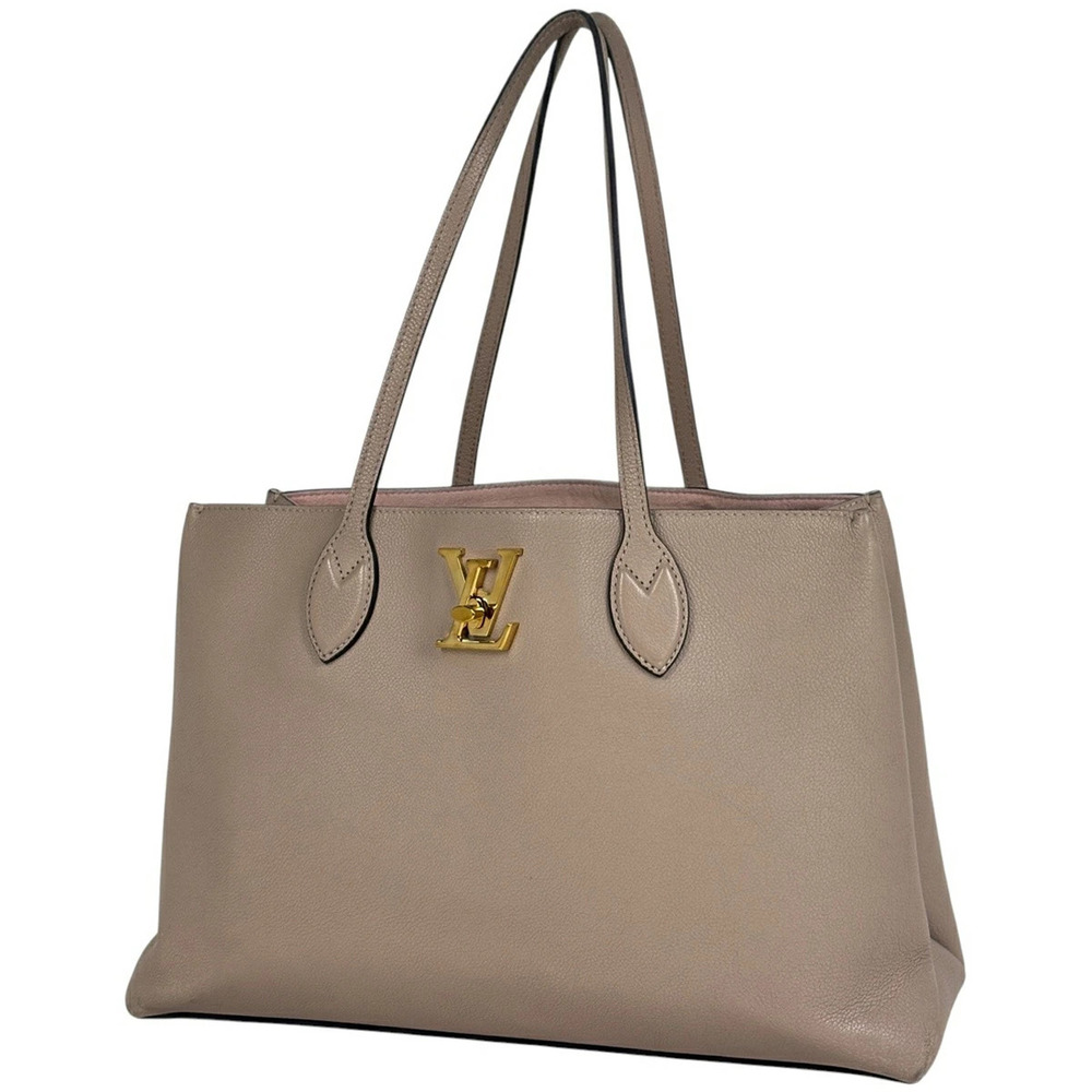 Louis Vuitton Lockme Shopper Shoulder Bag Tote Leather Beige